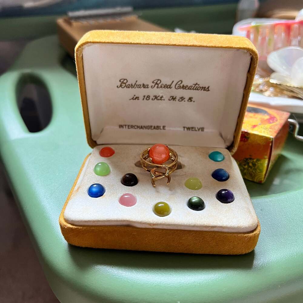 Vintage Jewelry Barbara Reed Creations Ring Interchangeable 18K HGE SZ6 1/2 Gold